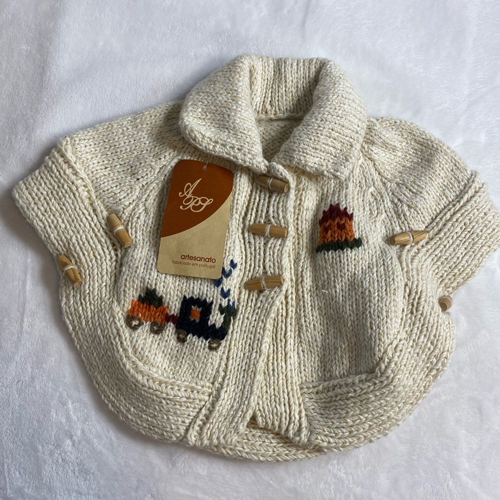 Artisan Cream Cape with Cozy Knit and Woodland Embroidery